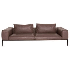 Flexform Lifesteel 14C24 Leather Sofa Brown Three-Seat
