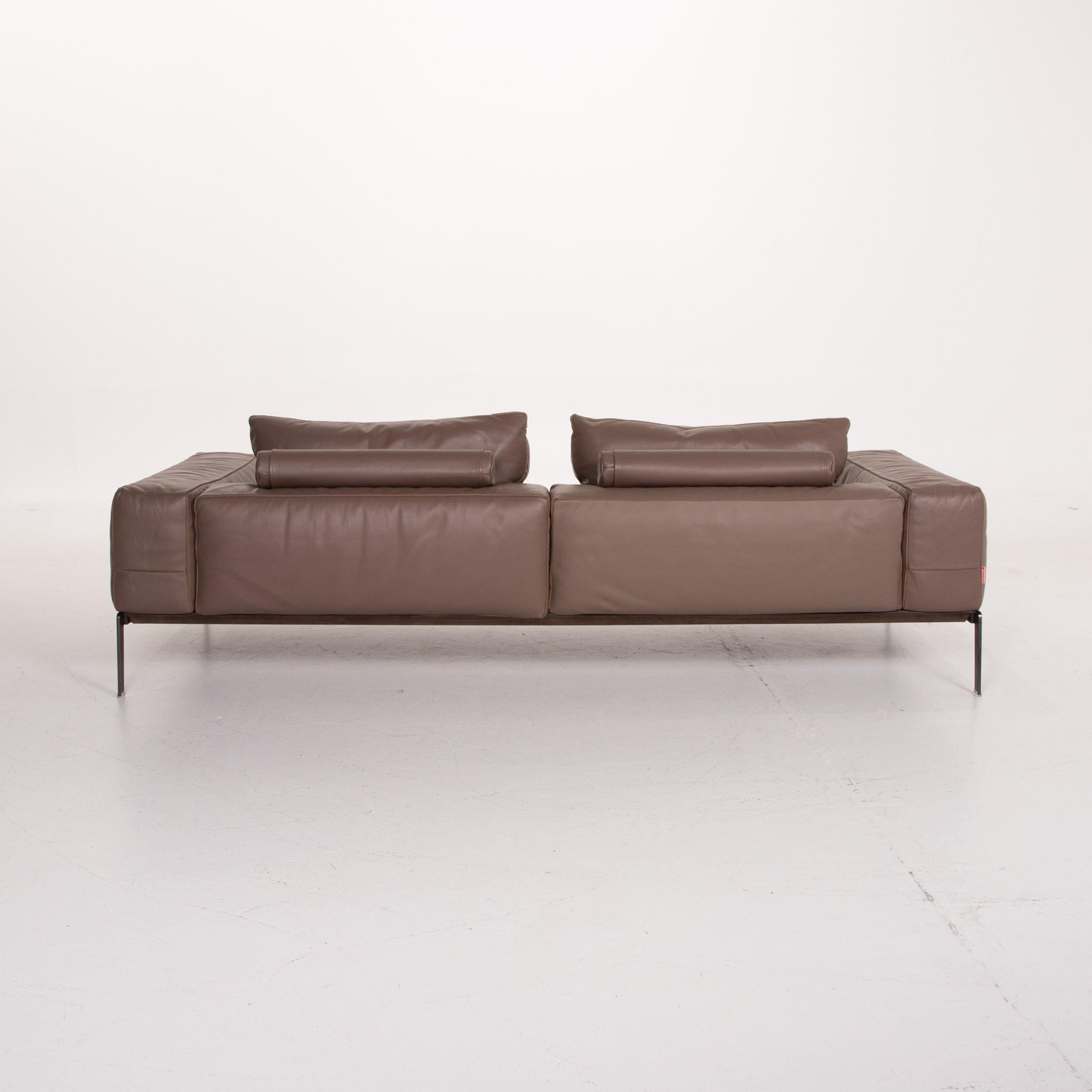 Flexform Lifesteel 14C24 Leather Sofa Brown Three-Seat For Sale 3