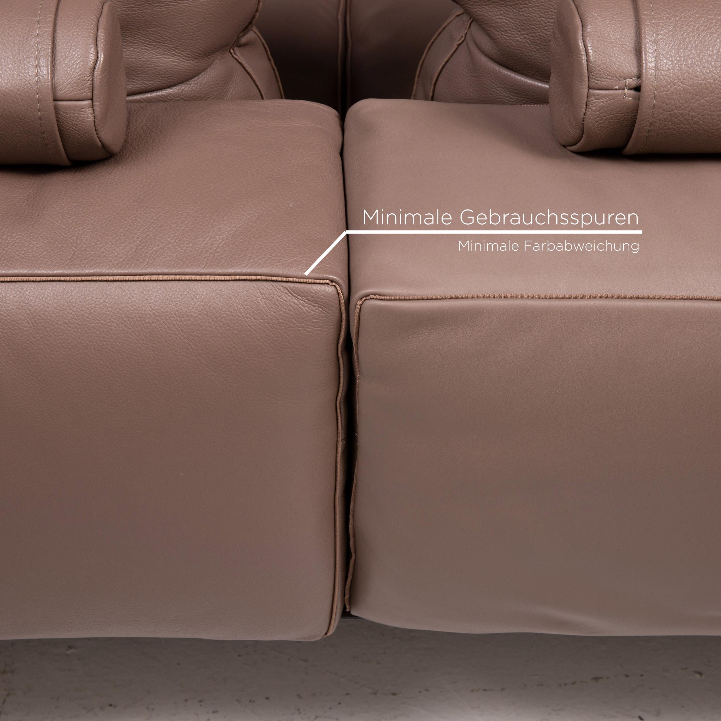 Modern Flexform Lifesteel 14C24 Leather Sofa Brown Three-Seat For Sale