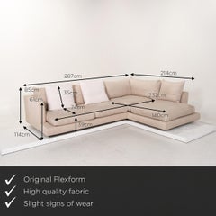 Flexform Long Island Fabric Corner Sofa Cream Sofa Couch