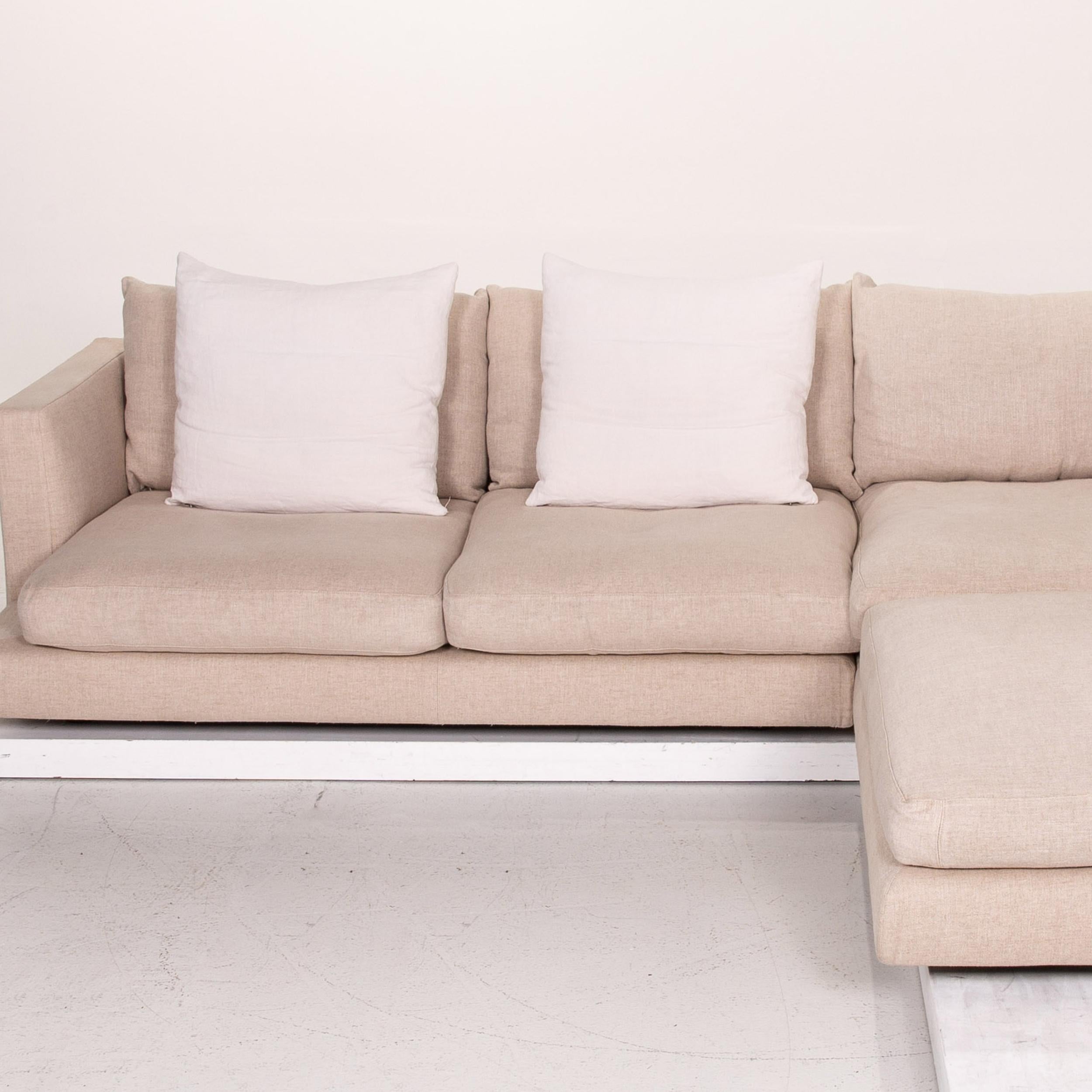 Contemporary Flexform Long Island Fabric Corner Sofa Cream Sofa Couch