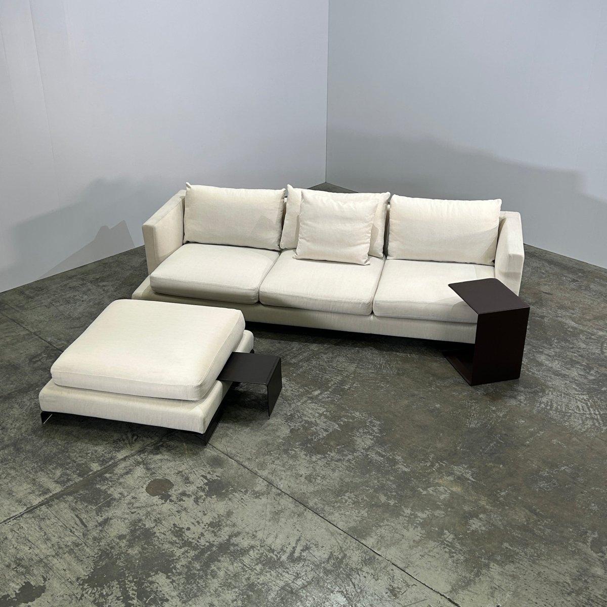 Moderne Flexform Canapé en L Long Island, Ottoman et meuble Brown en vente