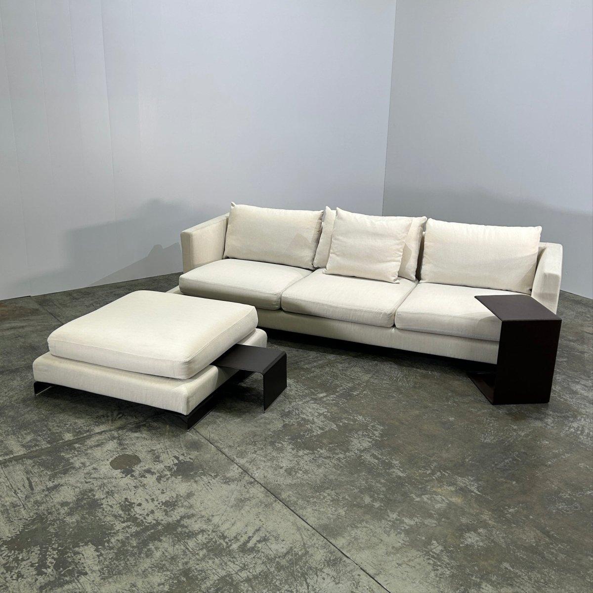 italien Flexform Canapé en L Long Island, Ottoman et meuble Brown en vente