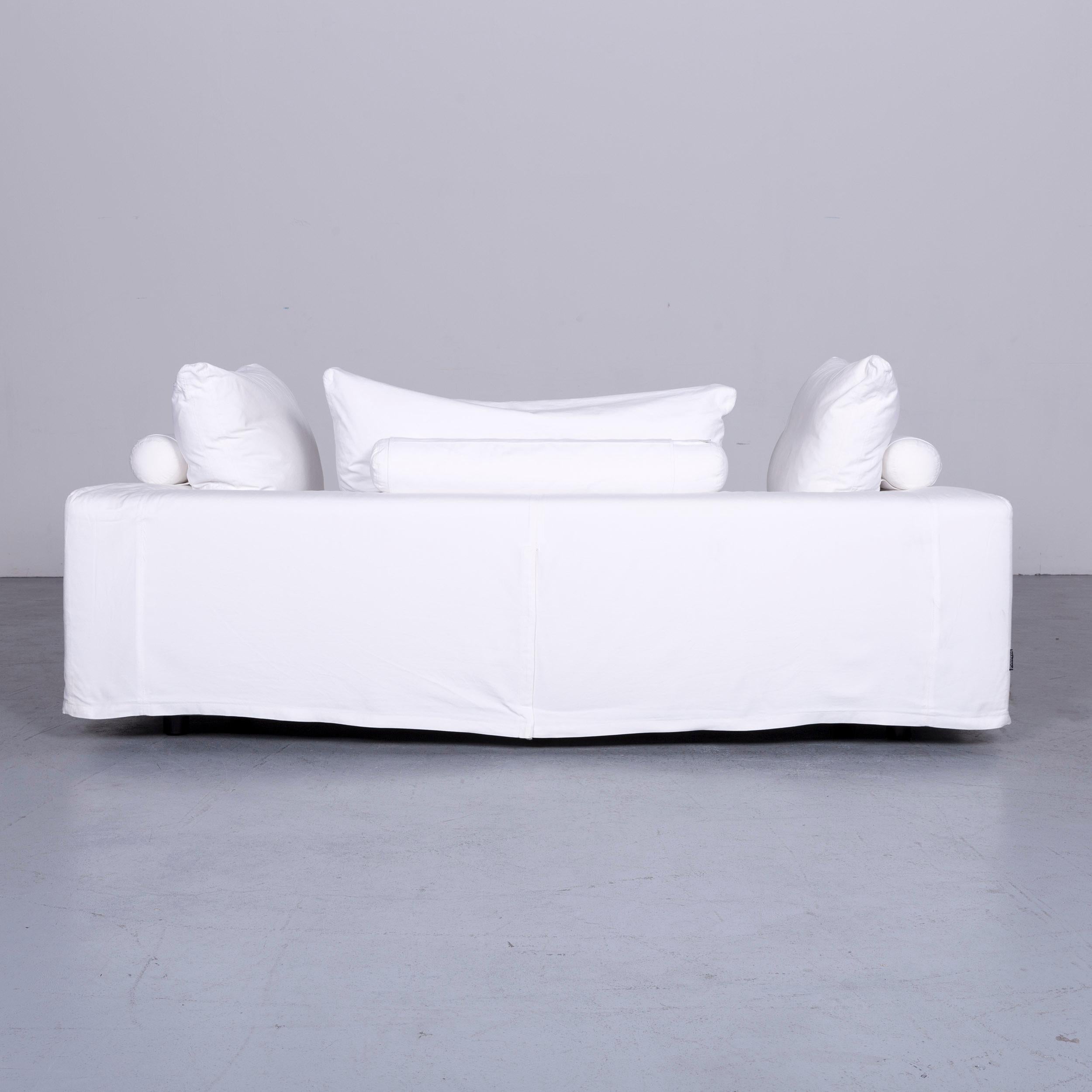 Flexform Poggiolungo Designer Fabric Sofa White Couch For Sale 4