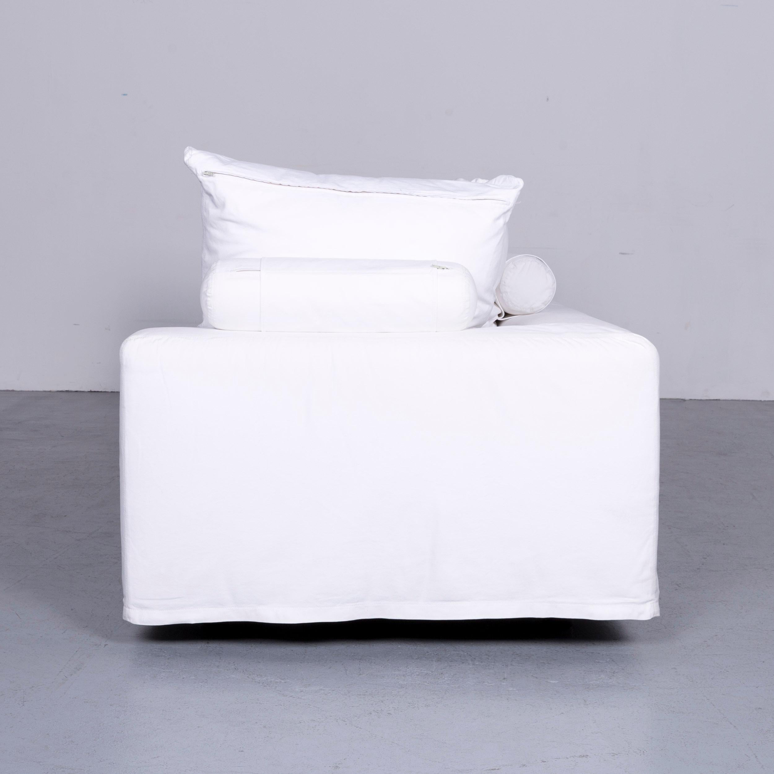 Flexform Poggiolungo Designer Fabric Sofa White Couch For Sale 5