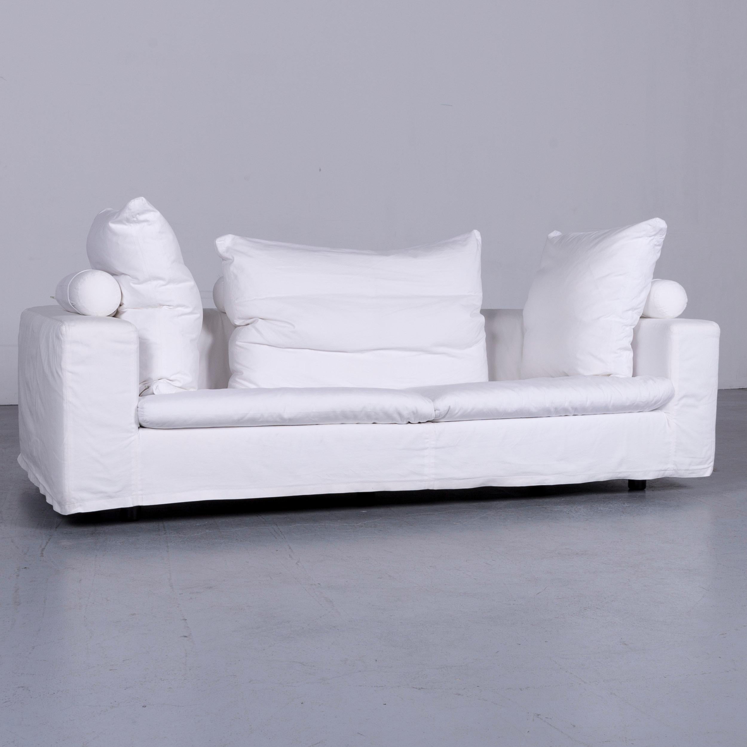 We bring to you an Flexform Poggiolungo designer fabric sofa white couch.