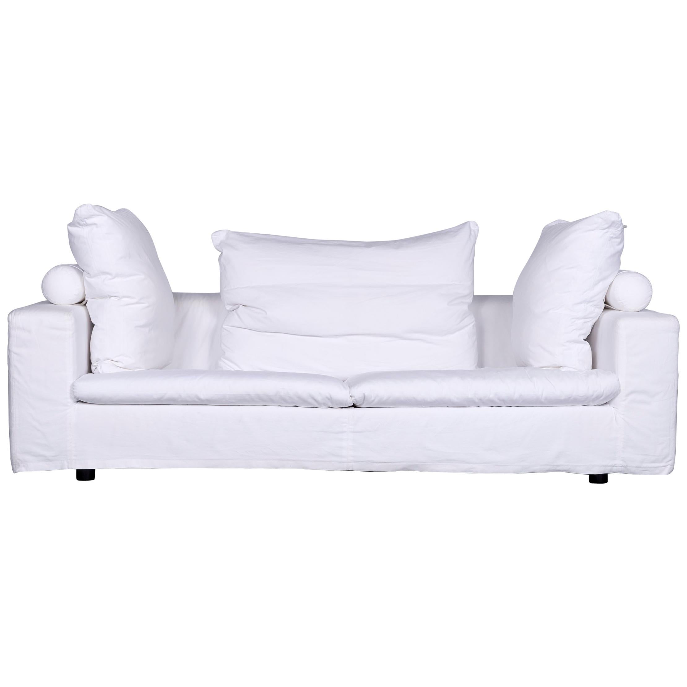 Flexform Poggiolungo Designer Fabric Sofa White Couch For Sale