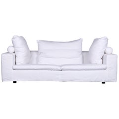 Flexform Poggiolungo Designer Fabric Sofa White Couch