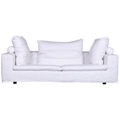 Flexform Poggiolungo Designer Fabric Sofa White Couch