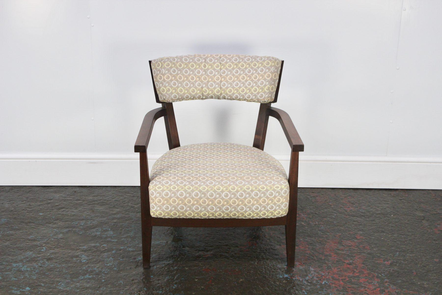 Flexform “Sally” Armchair in Wood and Geometric Fabric 2