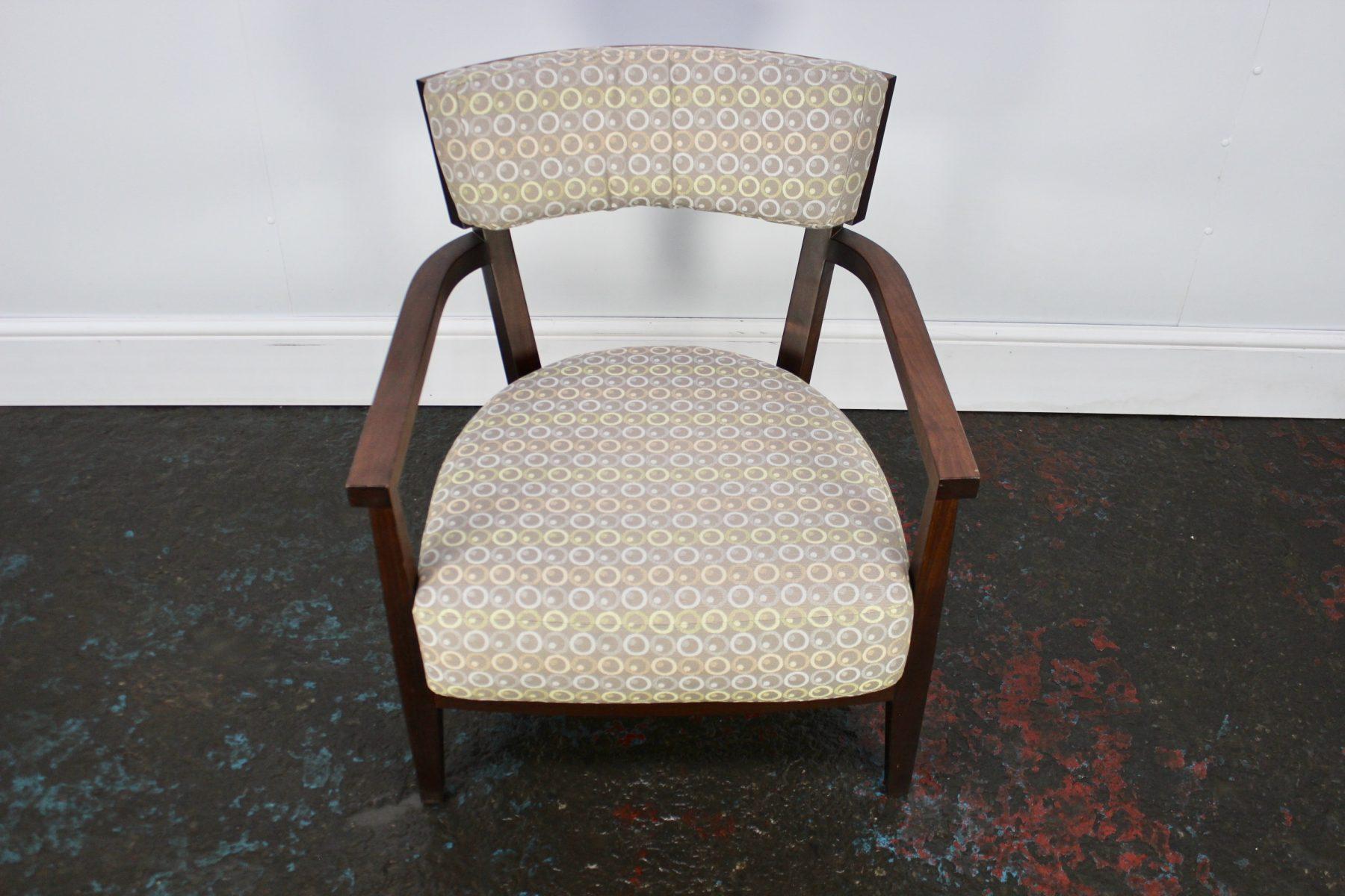 Flexform “Sally” Armchair in Wood and Geometric Fabric 3