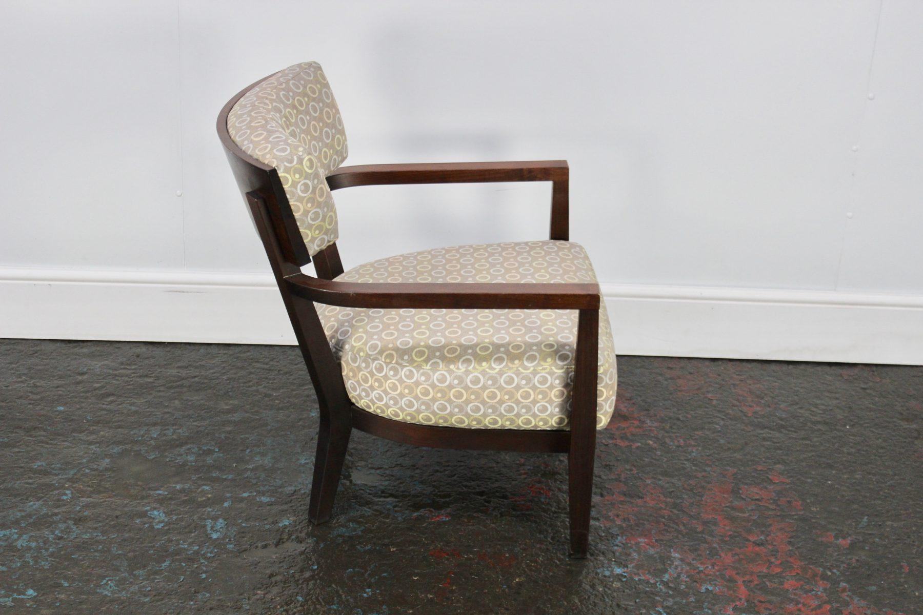 Flexform “Sally” Armchair in Wood and Geometric Fabric 4