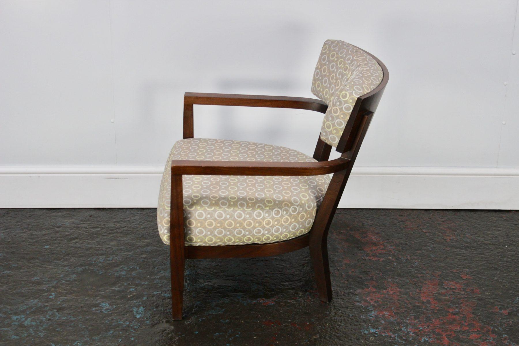 Flexform “Sally” Armchair in Wood and Geometric Fabric 5