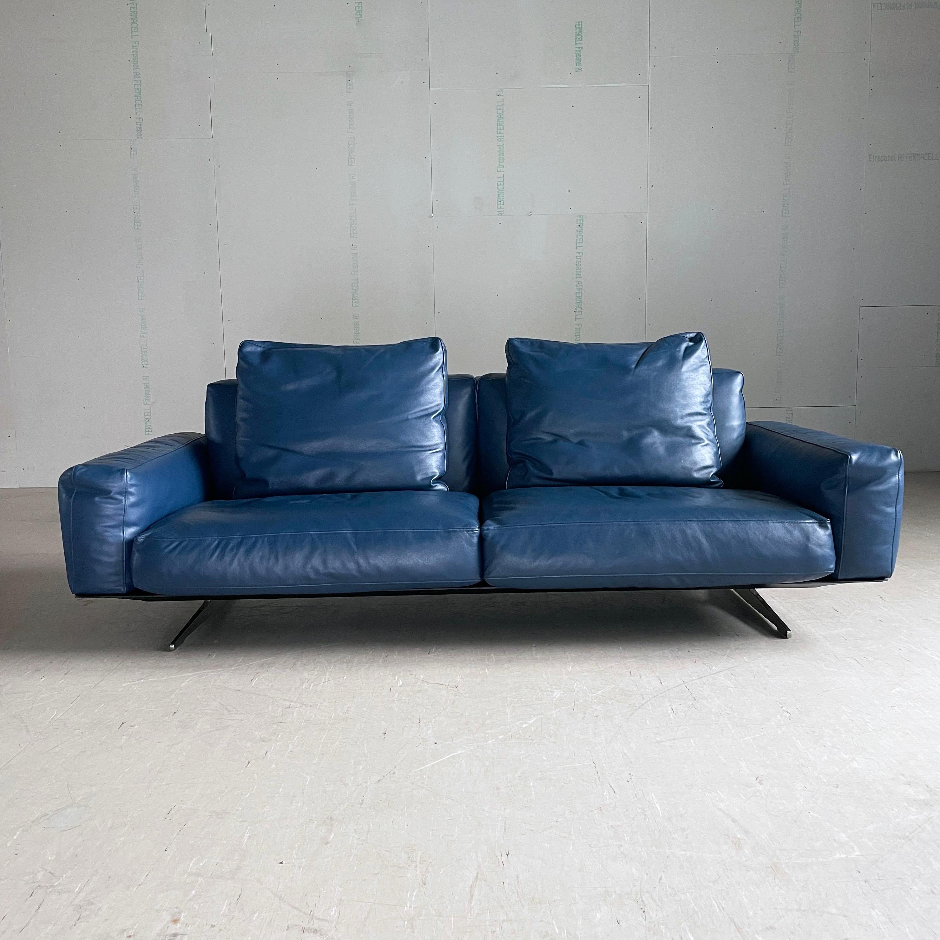 Acier Sofa Flexform Soft Dream 2 Seater en cuir conçu par Antonio Citterio en vente