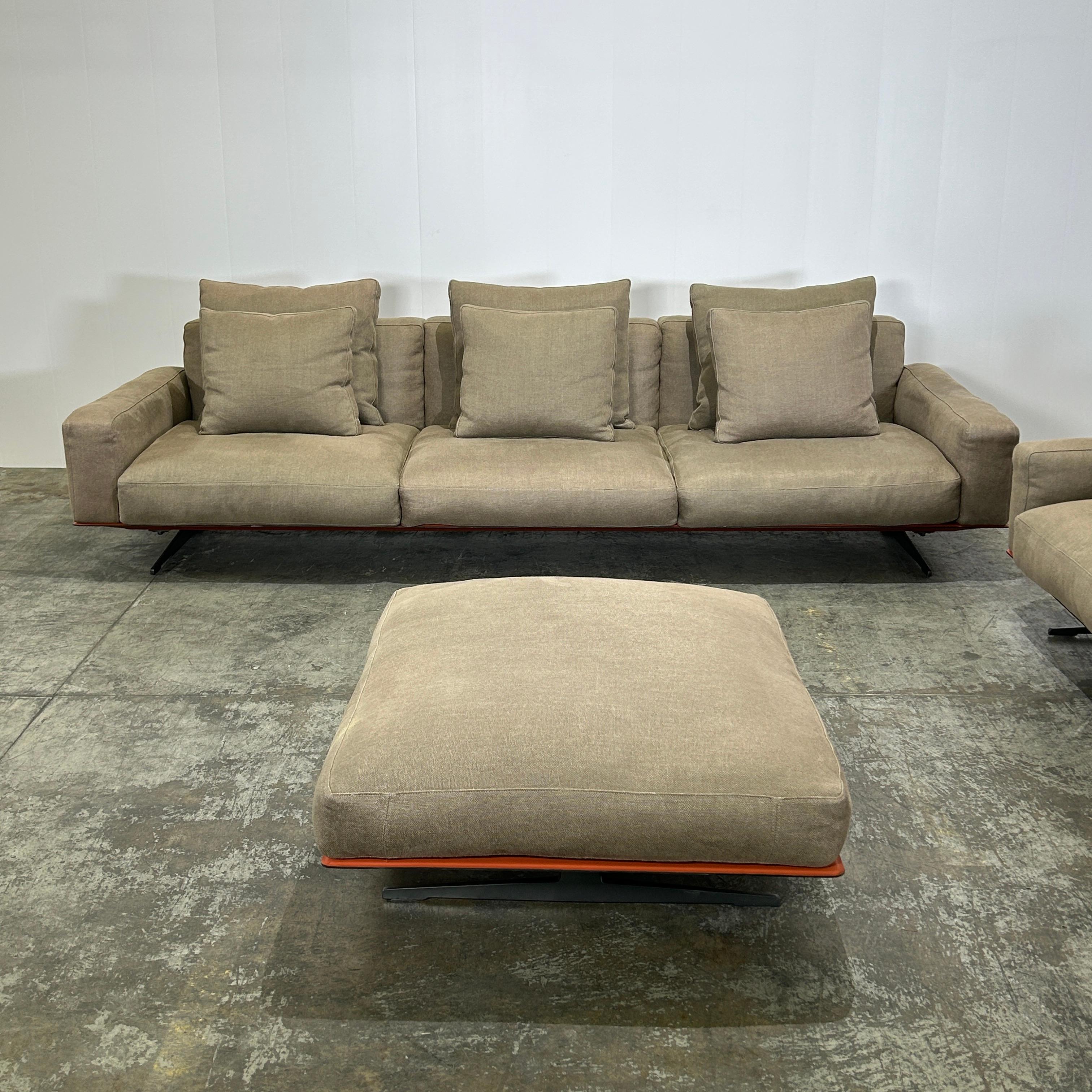 Italian Flexform Soft Dream Three Seater Sofa & Ottoman For Sale
