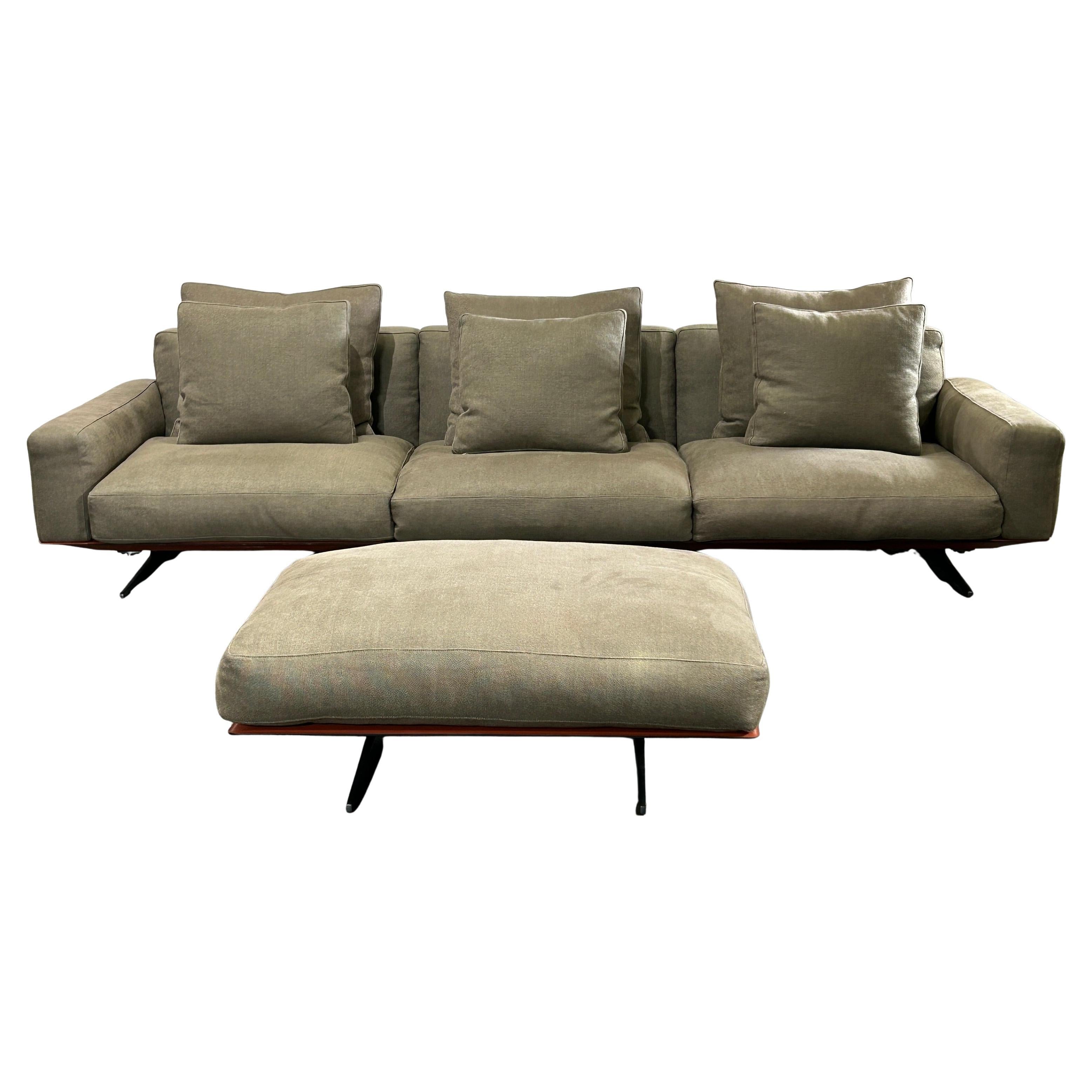 Flexform Soft Dream Three Seater Sofa & Ottoman For Sale