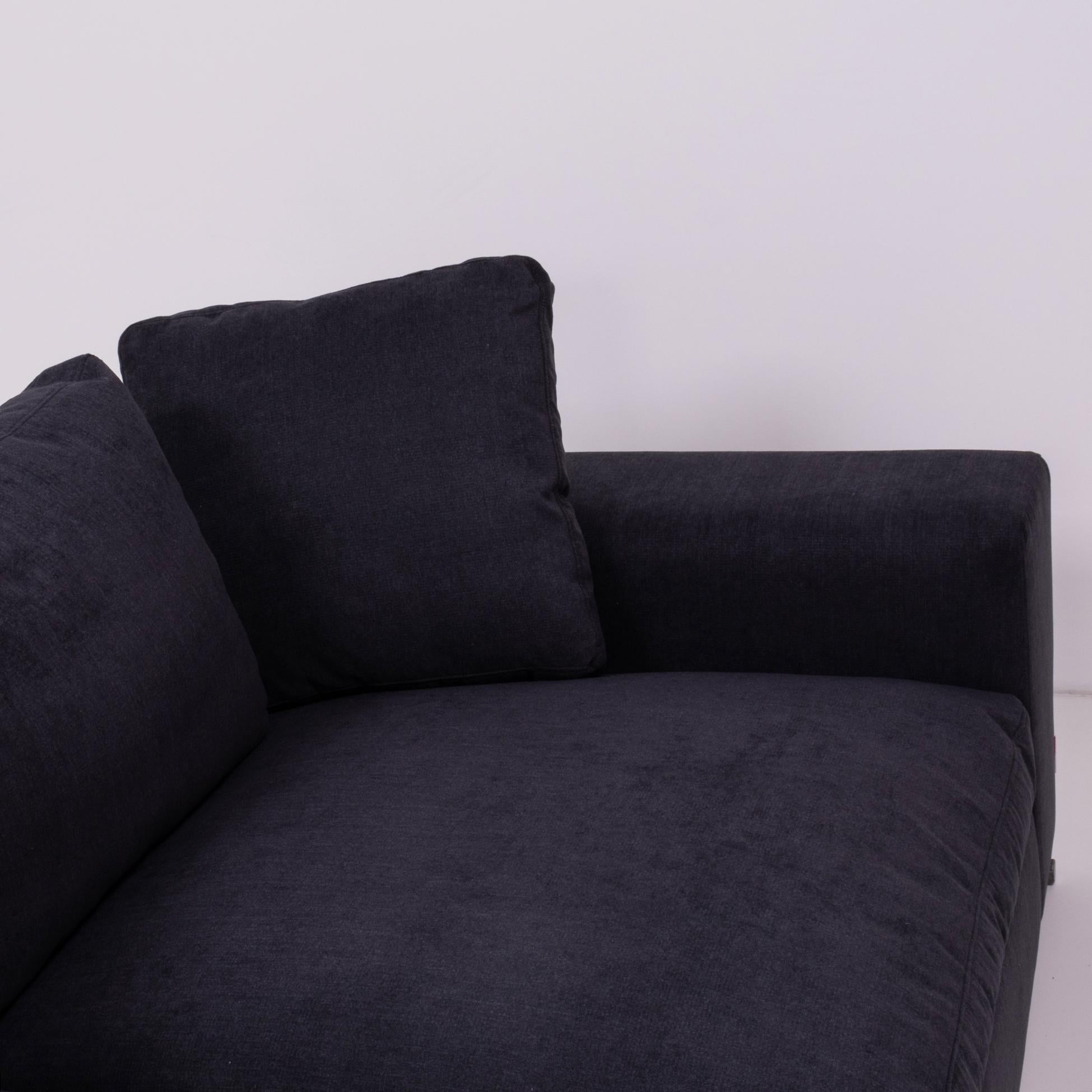 Flexform Vintage Slate Grey Fabric Sofa In Good Condition In Basildon, London