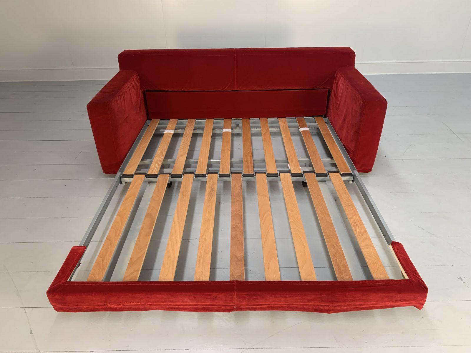 Flexform “Winny” Large 2.5-Seat Sofa-Bed in Red Velvet 4