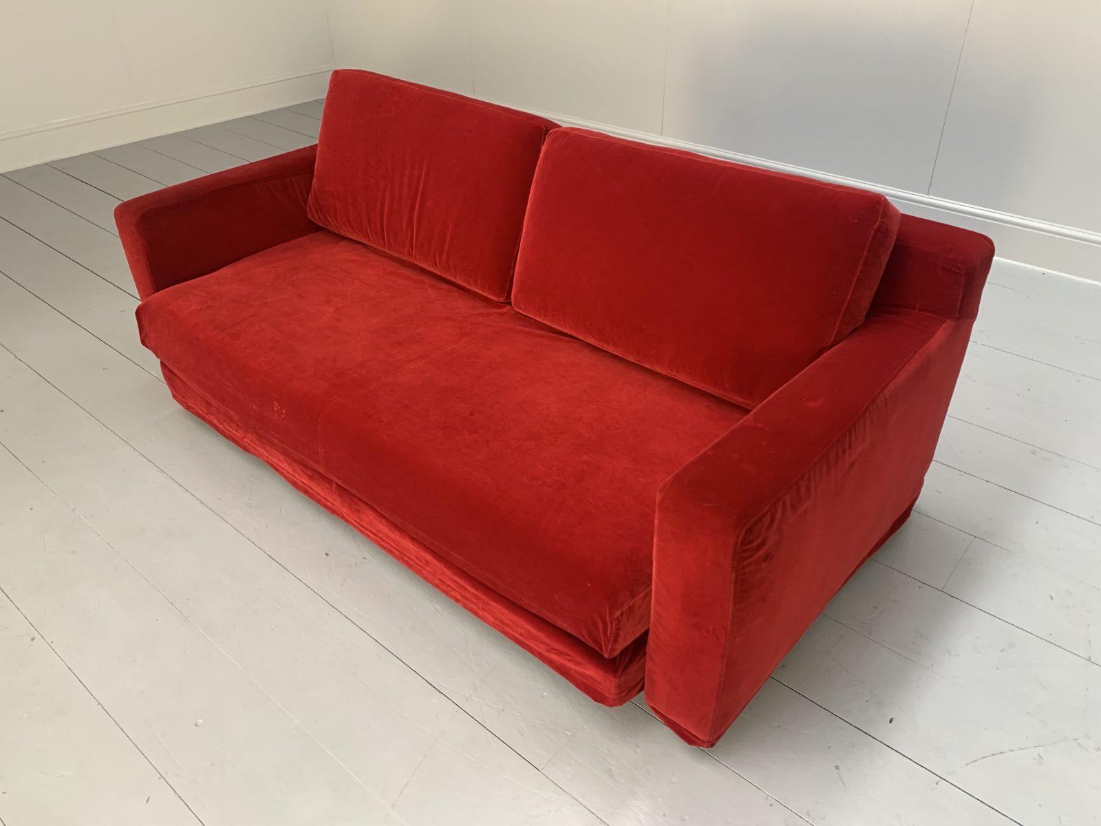 Flexform “Winny” Large 2.5-Seat Sofa-Bed in Red Velvet 1