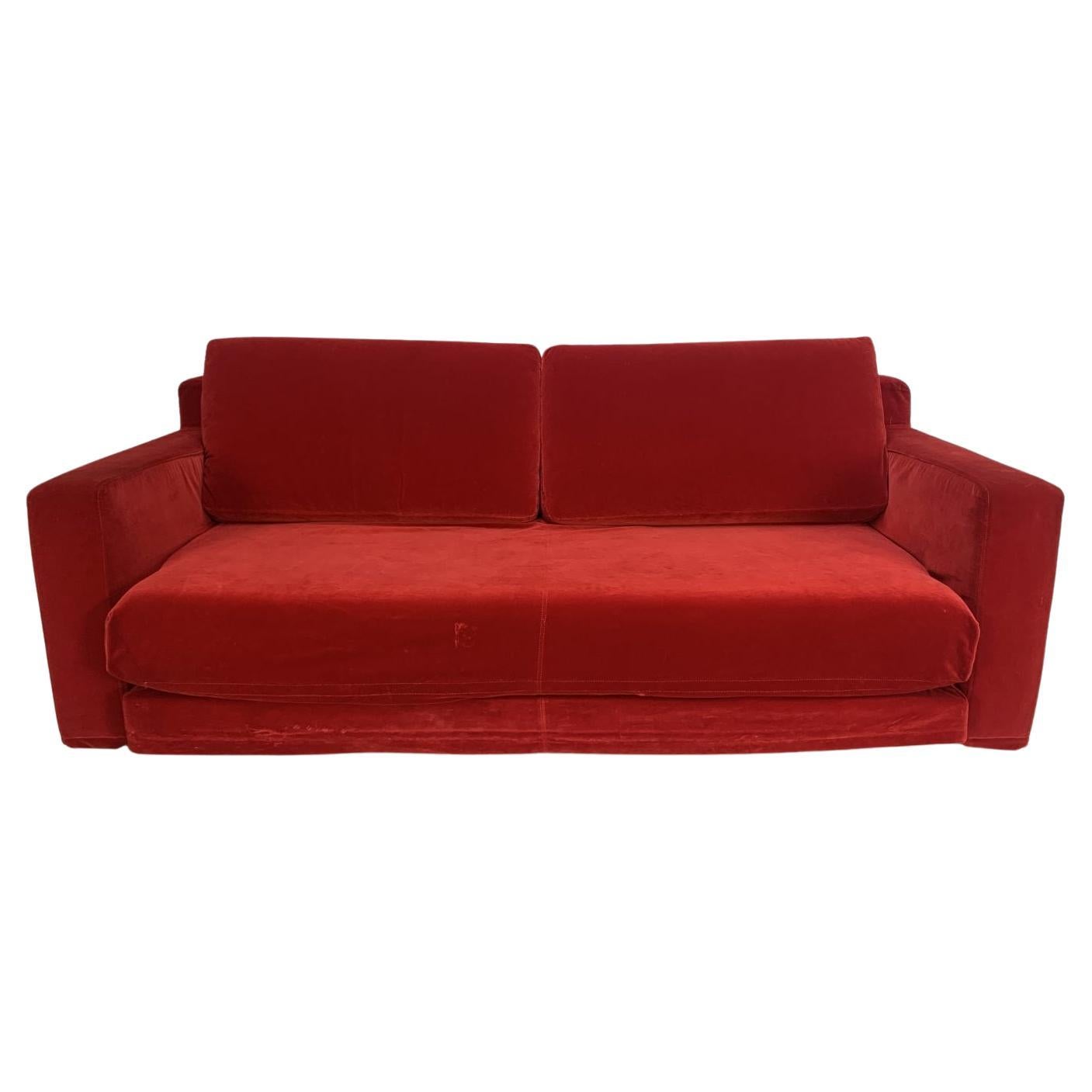 Flexform “Winny” Large 2.5-Seat Sofa-Bed in Red Velvet