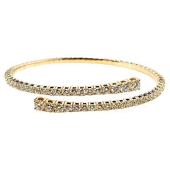 Flexi Open By Pass Design Diamond Bangle Set in 14K Yellow Gold