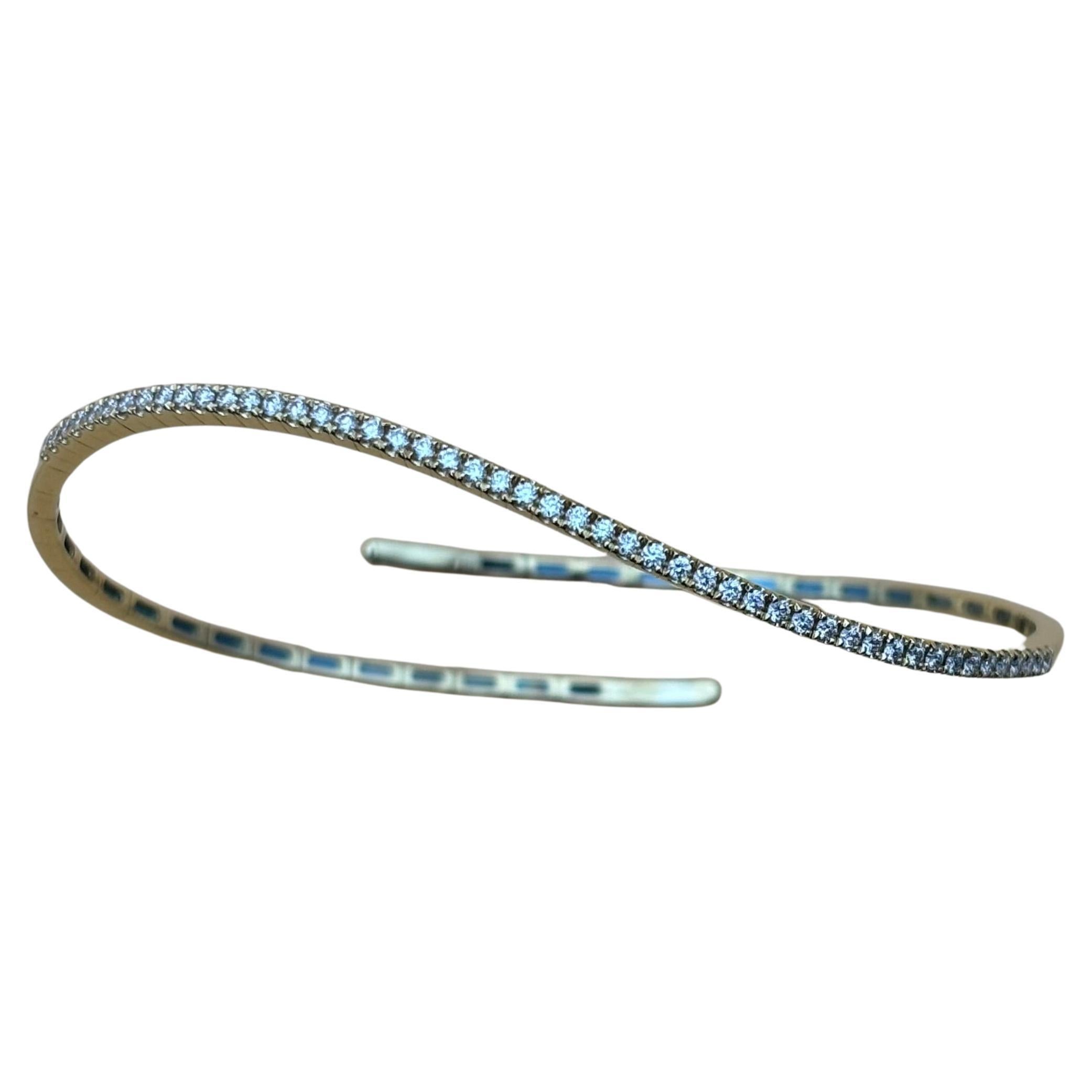 Modern 18k Yellow Gold Bangle with 0.65ct Diamond Bypass Design