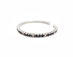 Flexible 18 Karat Gold 5.00 Carat Sapphire and 0.66 Carat Diamond Cuff Bracelet