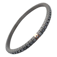 Flexible 18 Karat Rose Gold Black Diamonds Titanium Bracelet