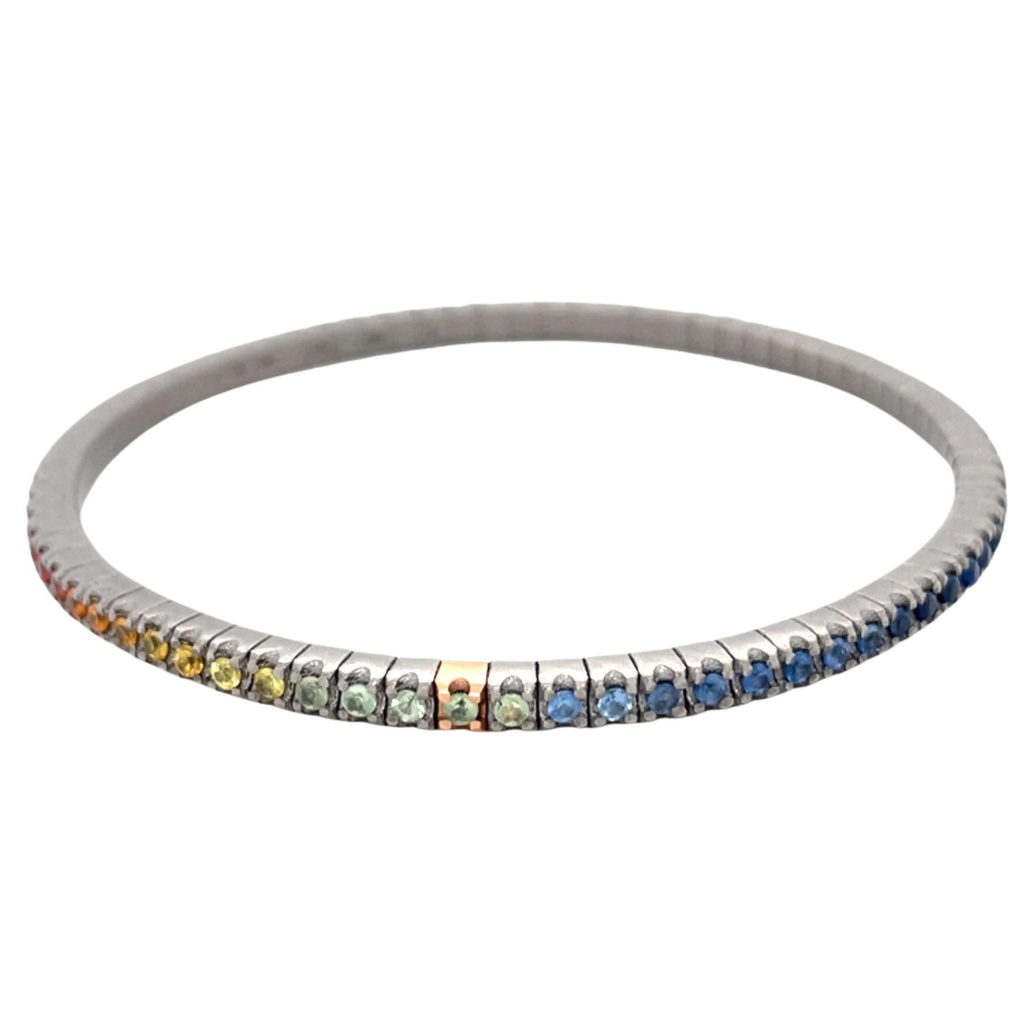 Flexible 18 Karat Rose Gold Multi-Coloured Sapphires Titanium Bracelet