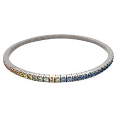 Flexible 18 Karat Rose Gold Multi-Coloured Sapphires Titanium Bracelet