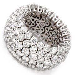 Flexible 18 Karat Wide 5-Row Diamond Eternity Band Ring