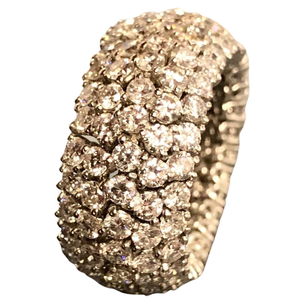 Bracelet d'éternité souple 18 carats large avec diamants 7 carats, taille 6