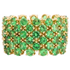 Anello flessibile a fascia con granato Tsavorite a 6 file