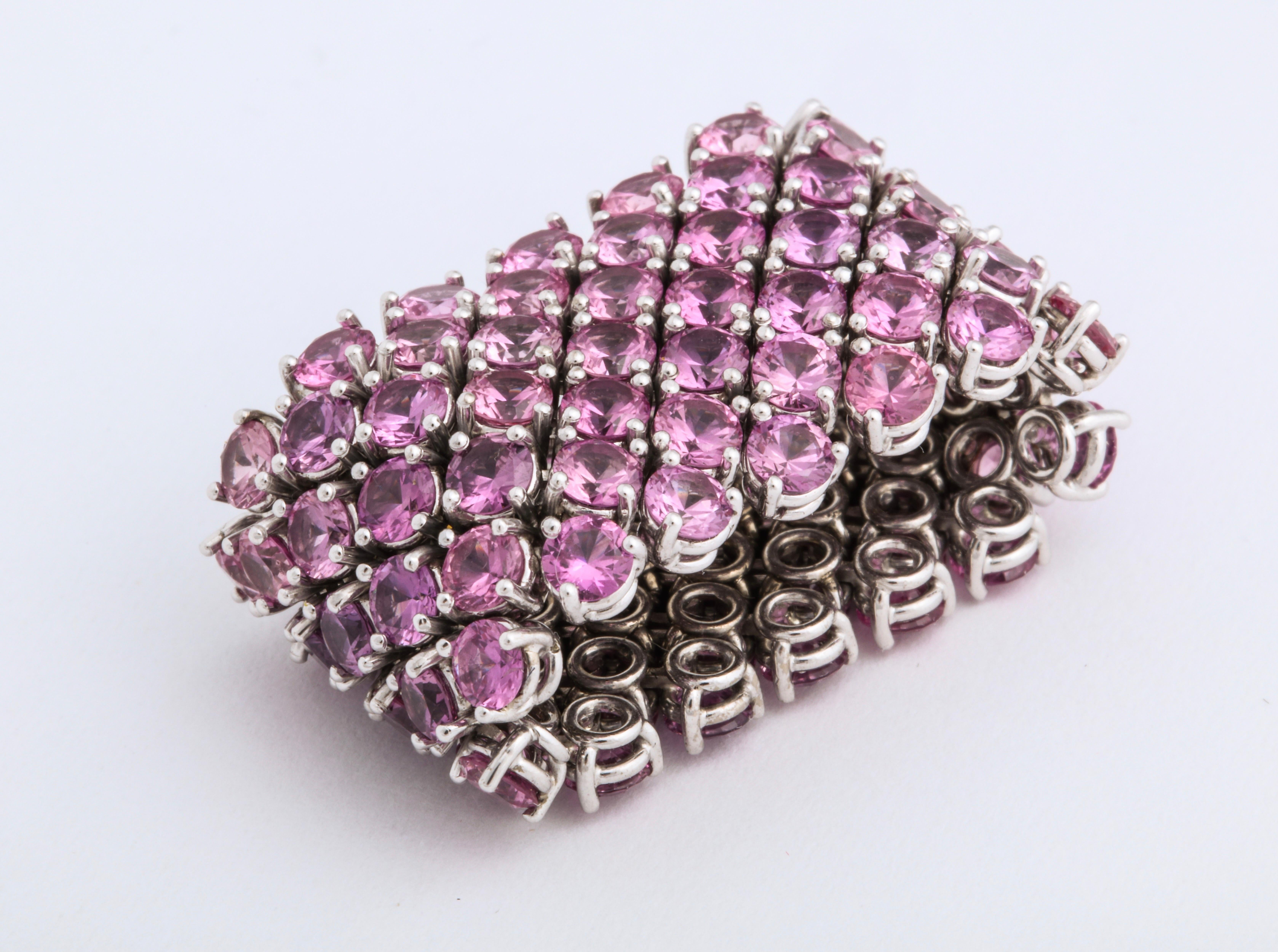 Round Cut Flexible 7-Row Pink Sapphire Ring