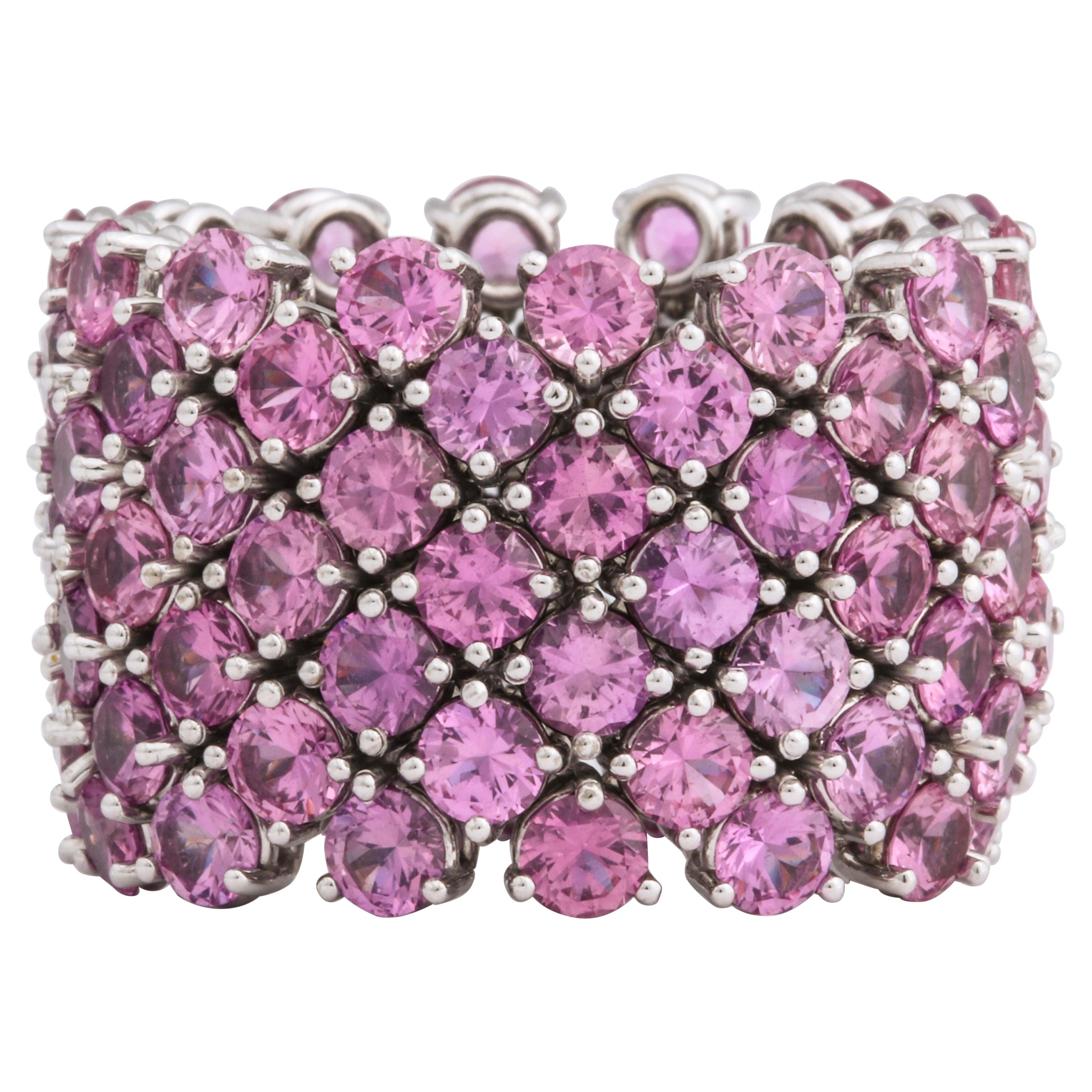 Flexible 7-Row Pink Sapphire Ring