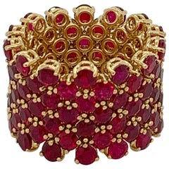 Flexible 7-Row Ruby Rose Gold Ring