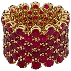 Flexible 7-Row Ruby Rose Gold Ring