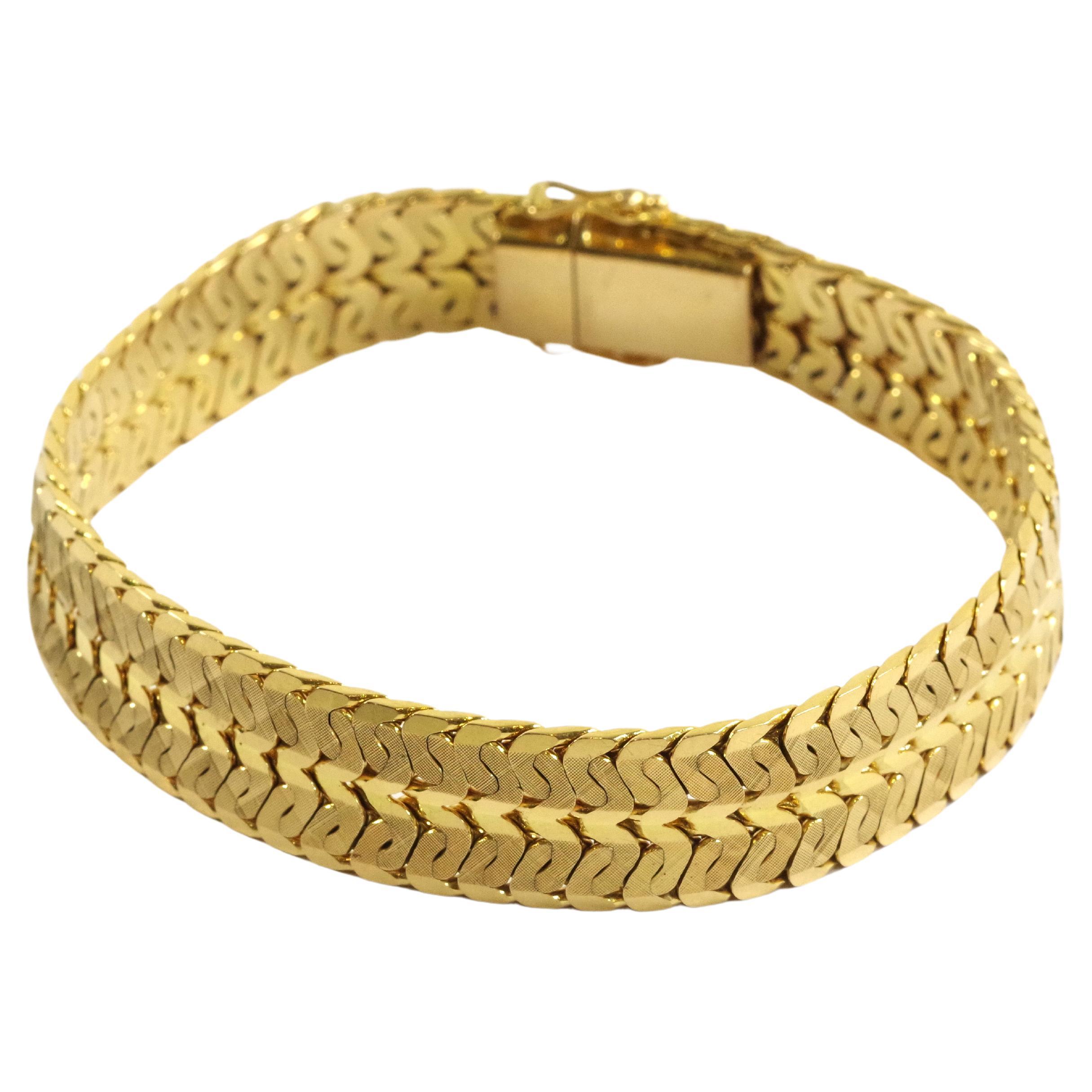 Flexible band bracelet in 18 karat gold, vintage band bracelet