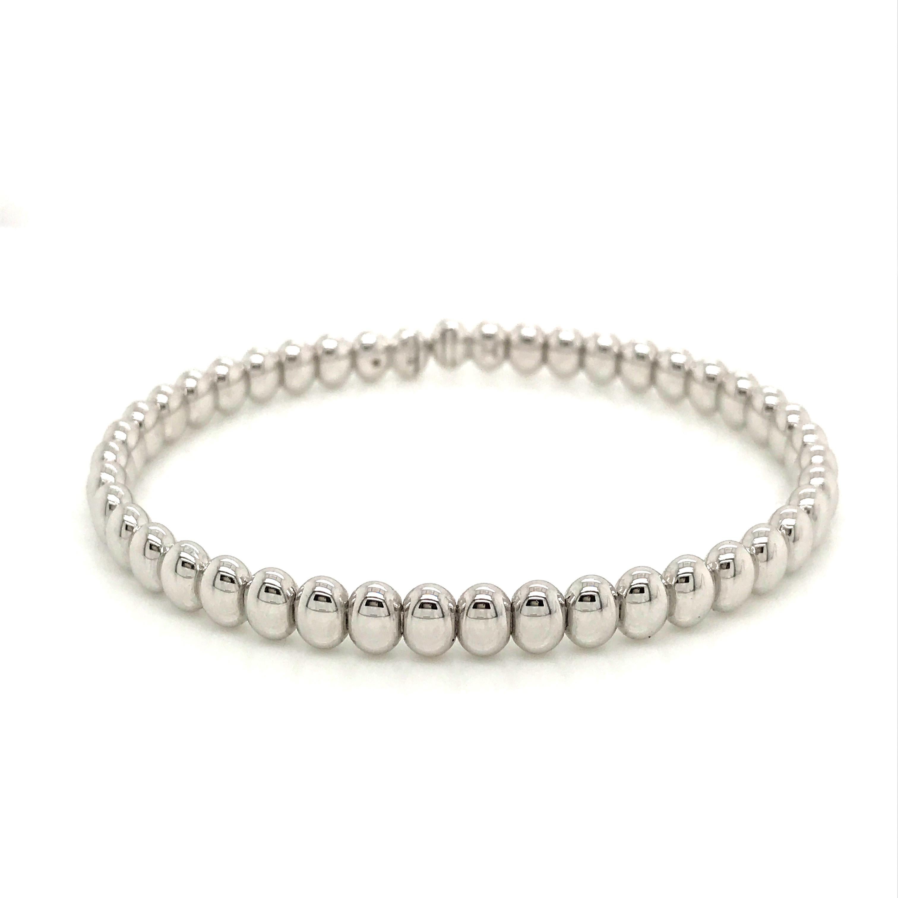 Bracelet souple en forme de Grain de Riz Or blanc 18 carats Pour femmes en vente