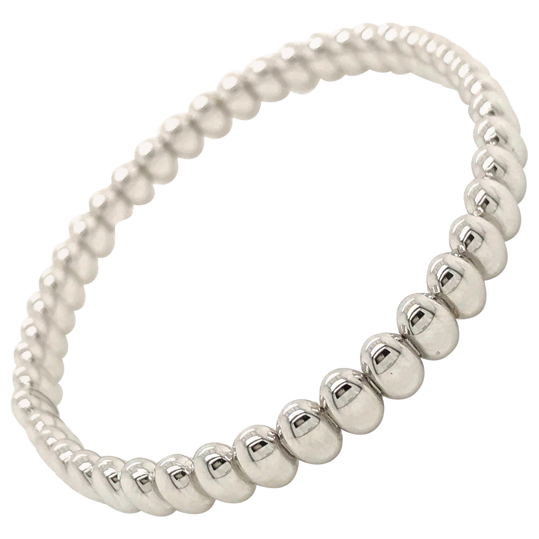 Pulsera Flexible Forma Grano de Arroz Oro Blanco 18 Kilates