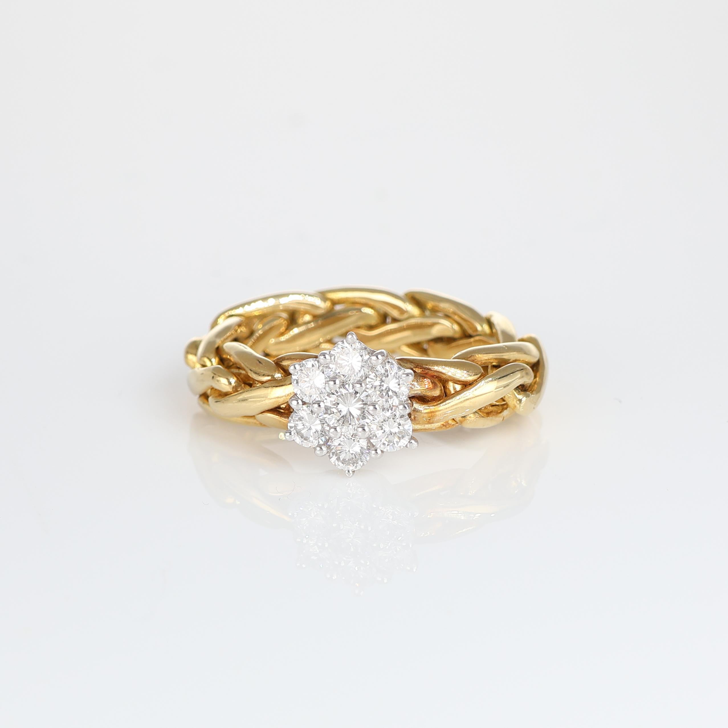 IMPORTANT NOTE:
✔ No additional costs will be added to this order.
✔ Shipping and customs duties are fully covered by us.
--------------------
This stunning 18kt yellow gold ring features a soft, flexible chain design that wraps elegantly around the