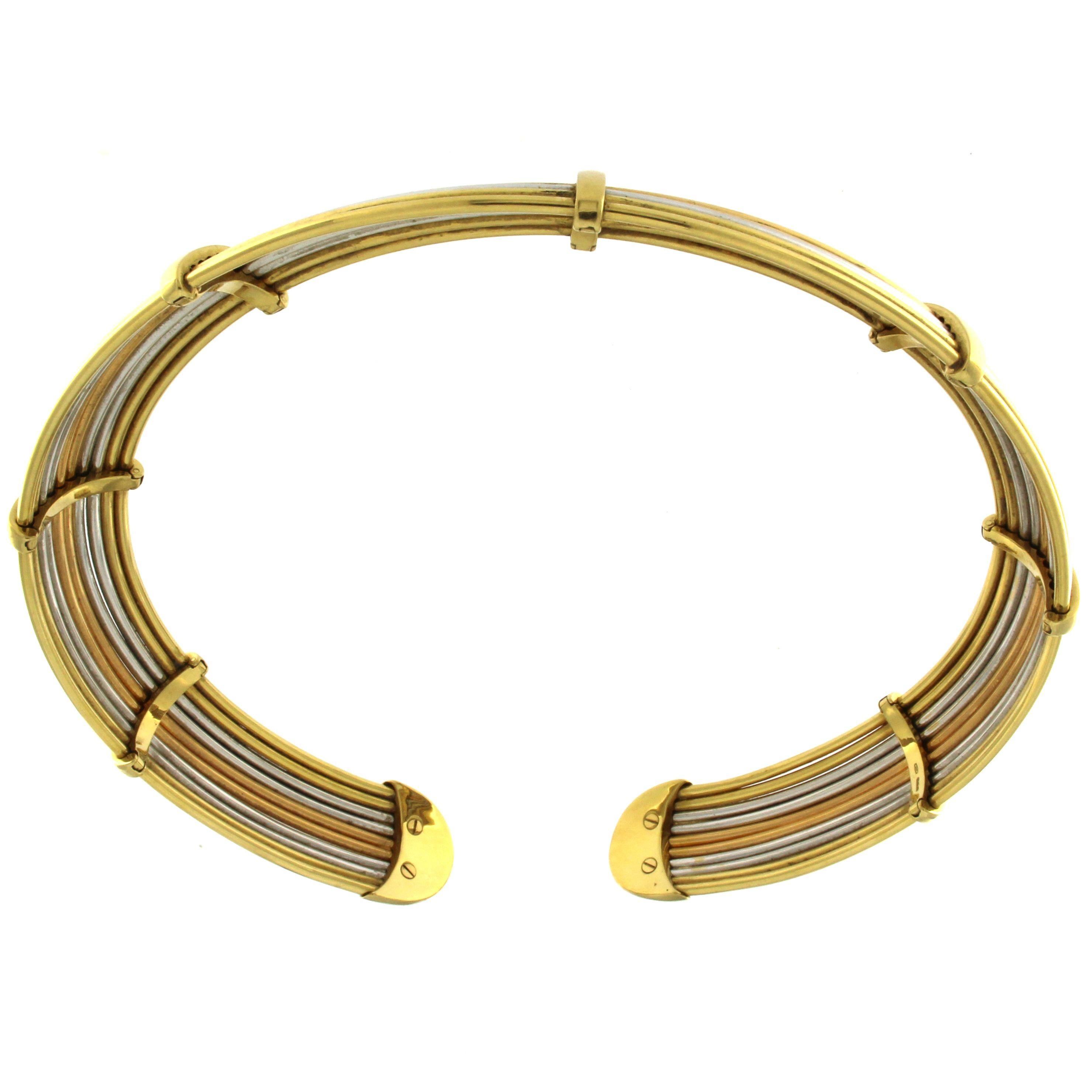 Flexible Chocker in Three-Color Gold For Sale 1