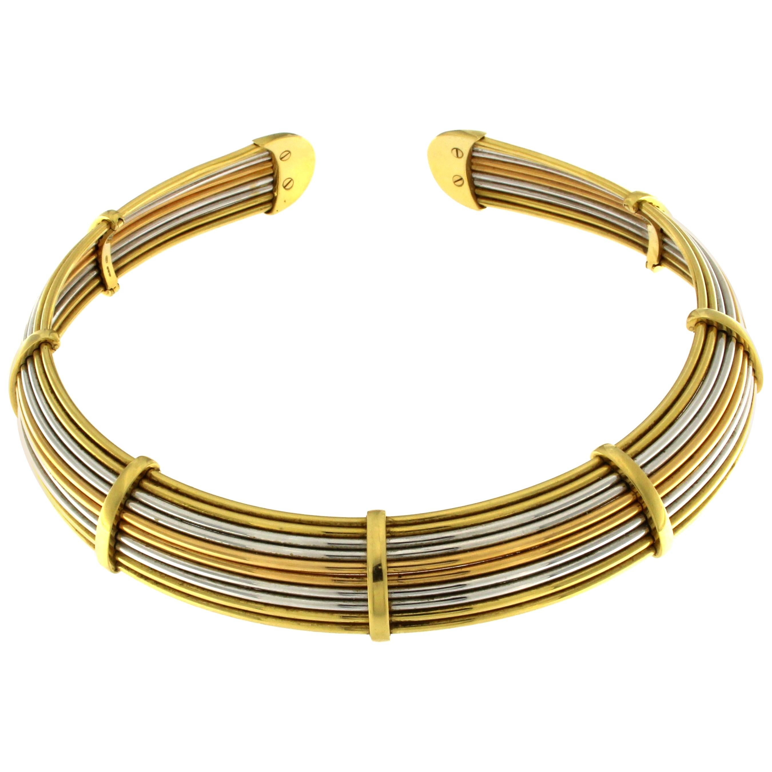 Flexible Chocker in Three-Color Gold For Sale