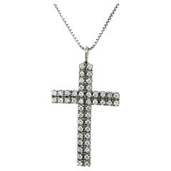 Flexible Cross Pendant Set with 1.0ct of Round Diamonds in 18ct White Gold