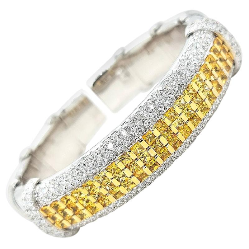 Masriera 18KT Gold and PliqueaJour Enamel Bangle Bracelet with .94Ct