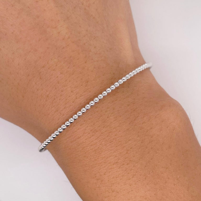 Flexible Cuff Bracelet w Diamonds in 14K White Gold, Wire Flex Diamond