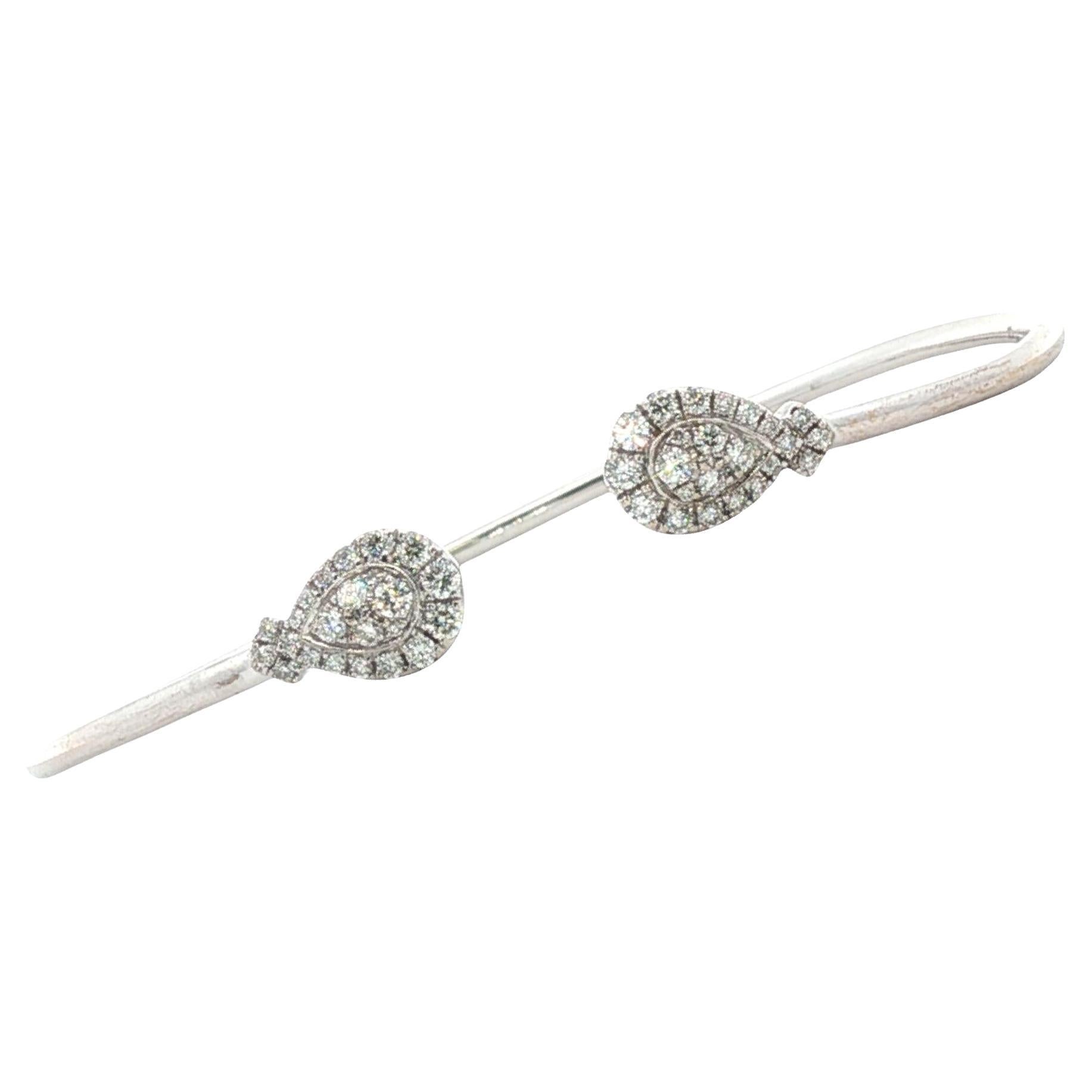 Bracciale flessibile con diamanti in oro bianco 14 carati in vendita