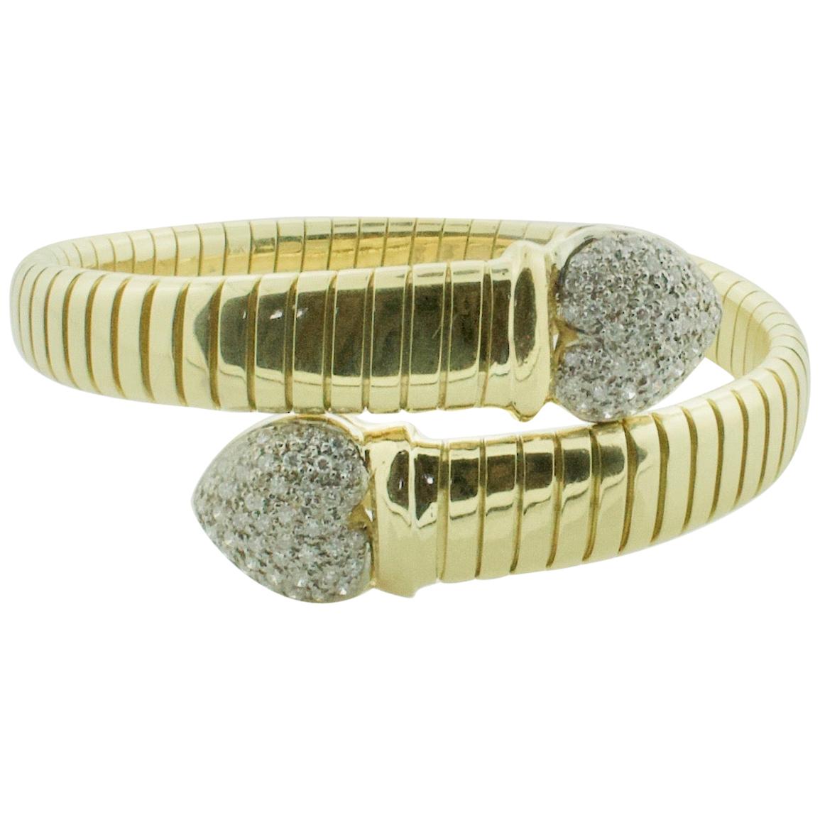 Bracelet jonc souple en or 18 carats avec diamants 1,80 carat