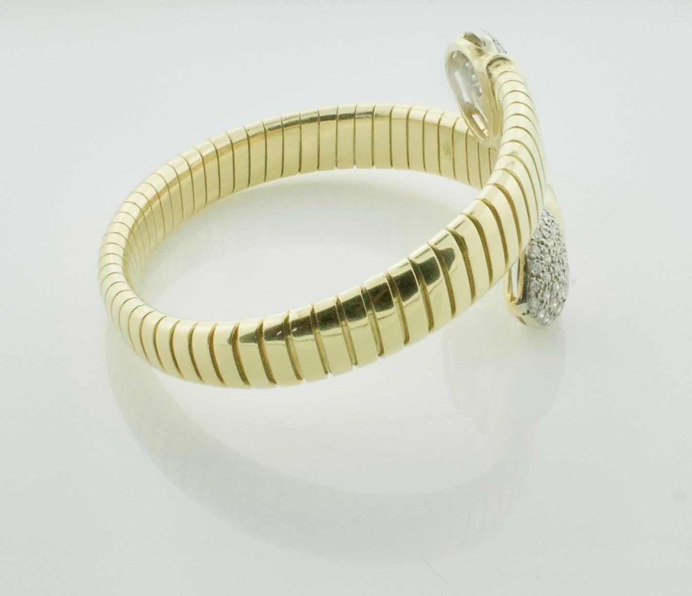 Round Cut Flexible Diamond Bangle Bracelet in 18 Karat 1.80 Carat For Sale