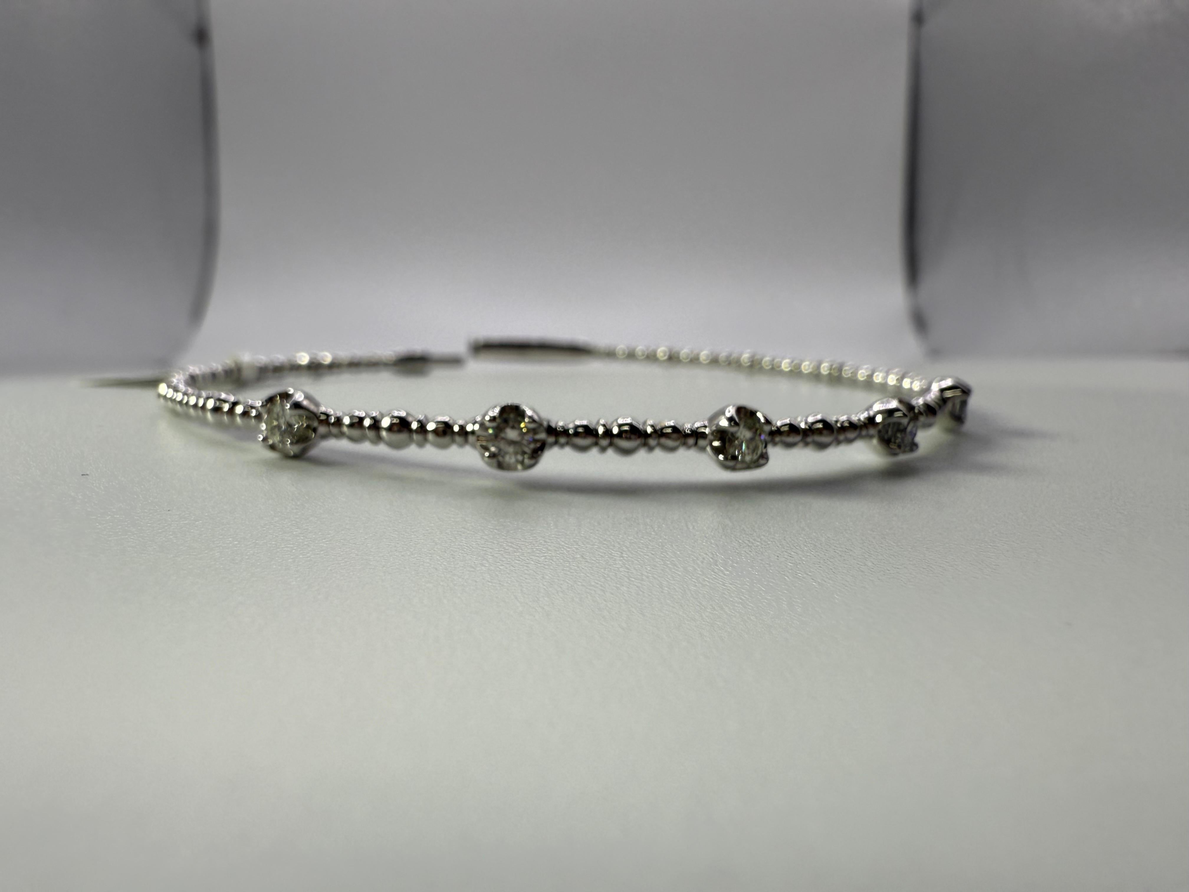 Flexible Diamond bracelet fits most wrists 14KT gold For Sale 5